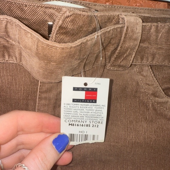 Tommy Hilfiger Corduroy Mini Skirt Belted Brown with Floral Design Size 2 Y2K - Picture 5 of 10